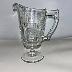 Ripley & Co Clear Glass Greek Diagonal Band Fan Pitcher 1880s EAPG Antique